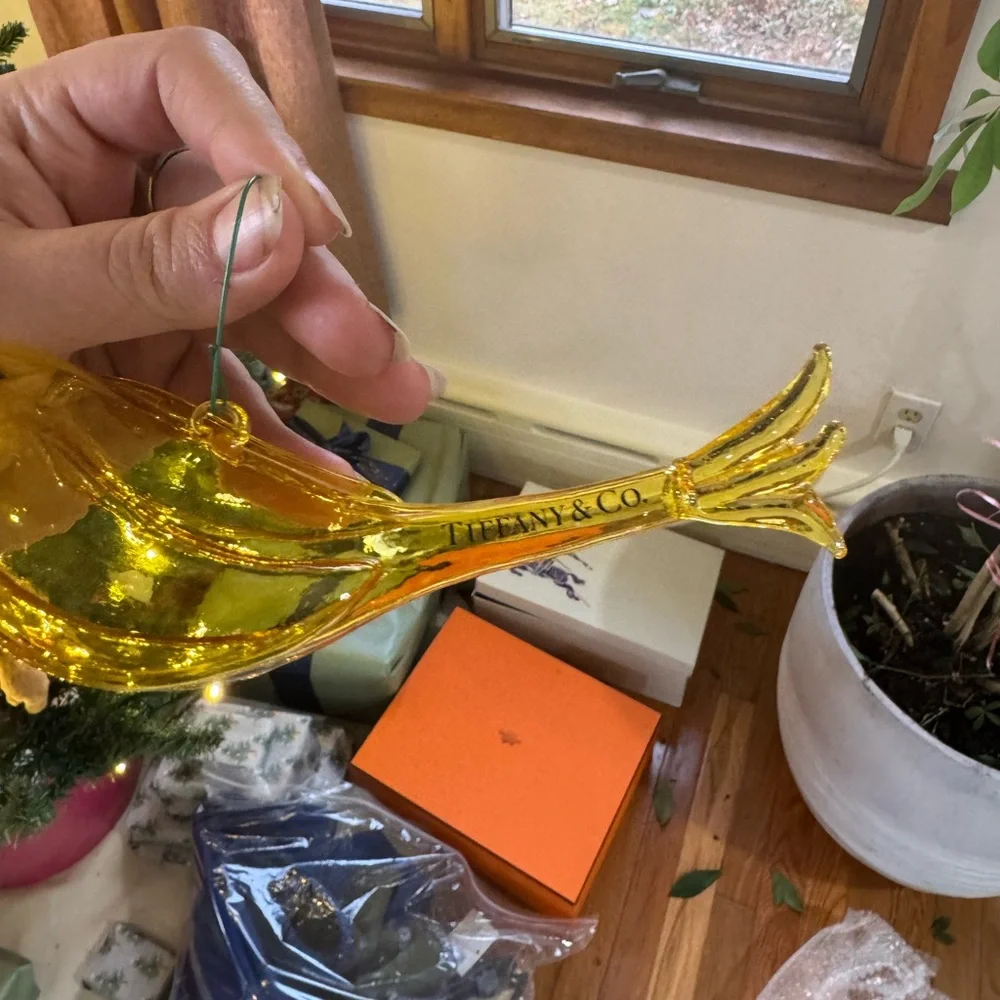 Tiffany & Co. Gold Glass Bird Holiday Ornament